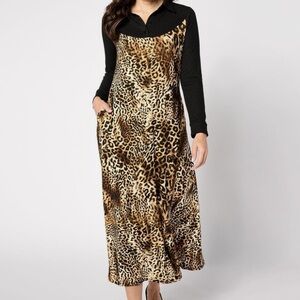 NWT Attitudes by Renee Regular Bib Front Maxi Dress
Brown Cheetah size Medium